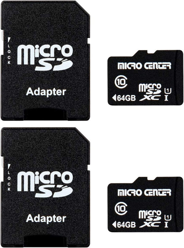 Micro Center 64GB Class 10 Microsdhc Flash Memory Card with Adapter, 2Pack